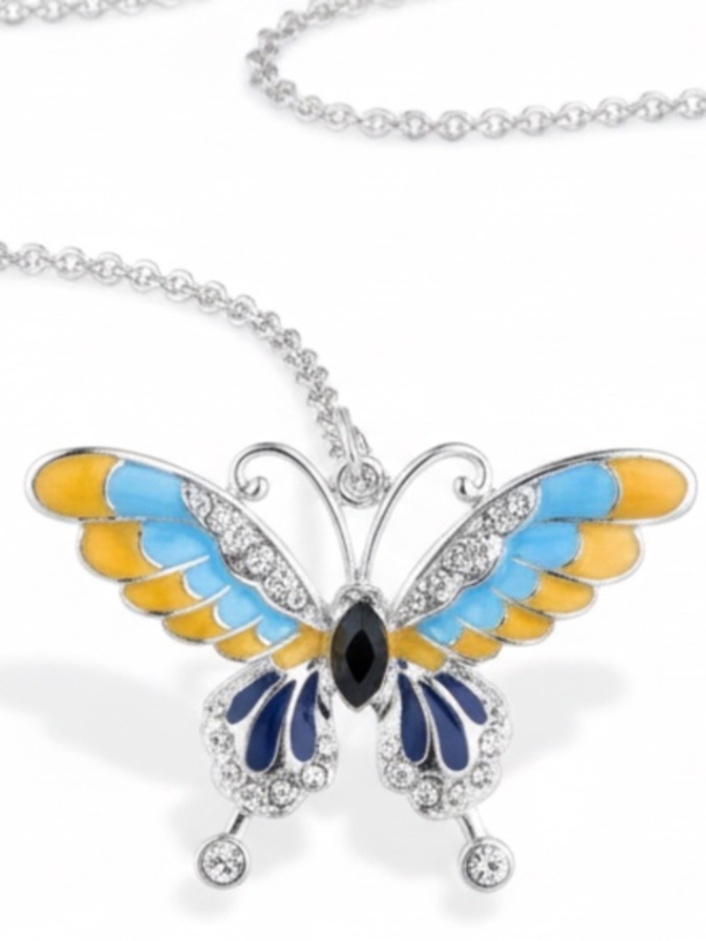 Womens Silver Tone‎ Butterfly Pendant Necklace